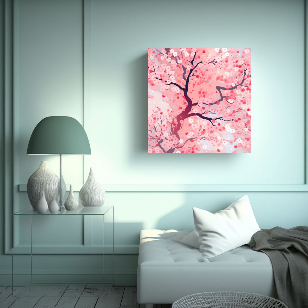 GENERICO - Lienzo Decorativo Temática De Cerezos En Flor 80x80 Cm