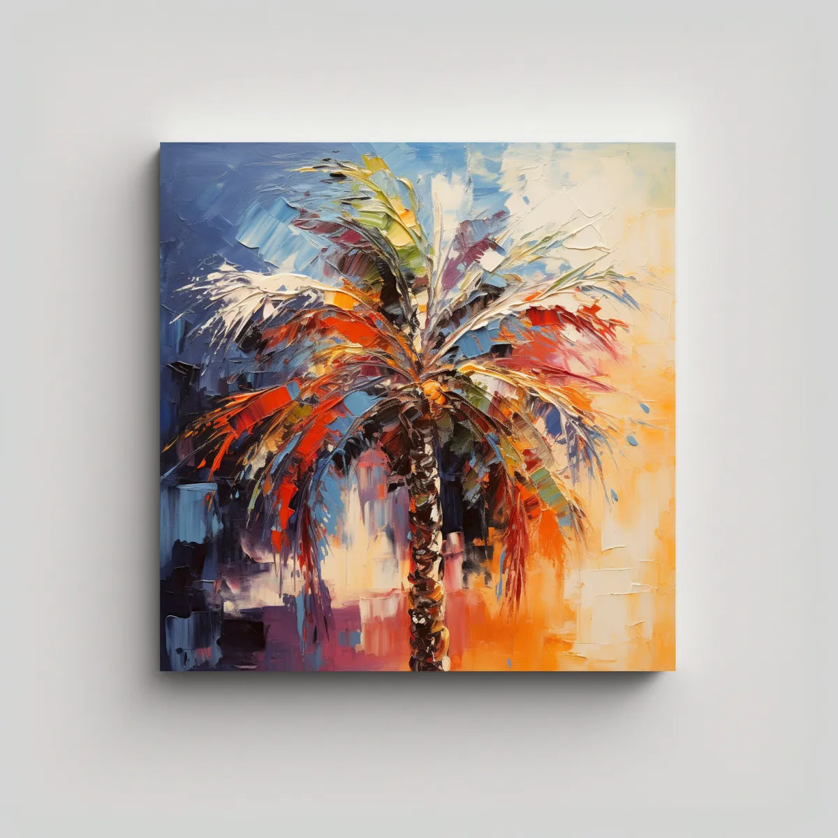GENERICO - Cuadro Abstracto Vintage Reflejo De Una Palmera 80x80 Cm