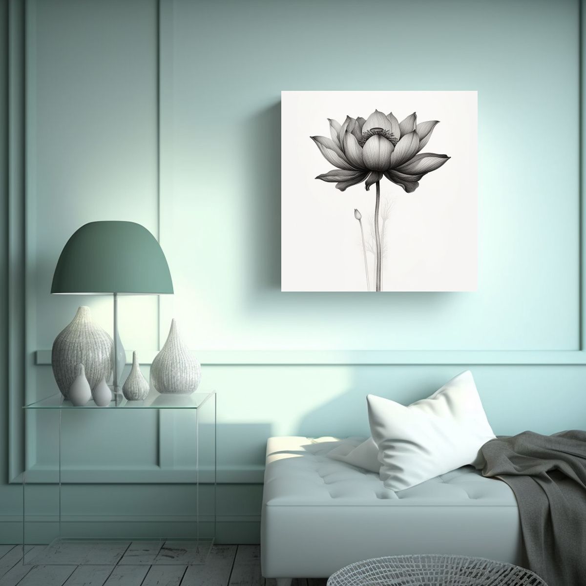 GENERICO - Canva Moderno Enigmático Línea De Botánicos 90x90 Cm