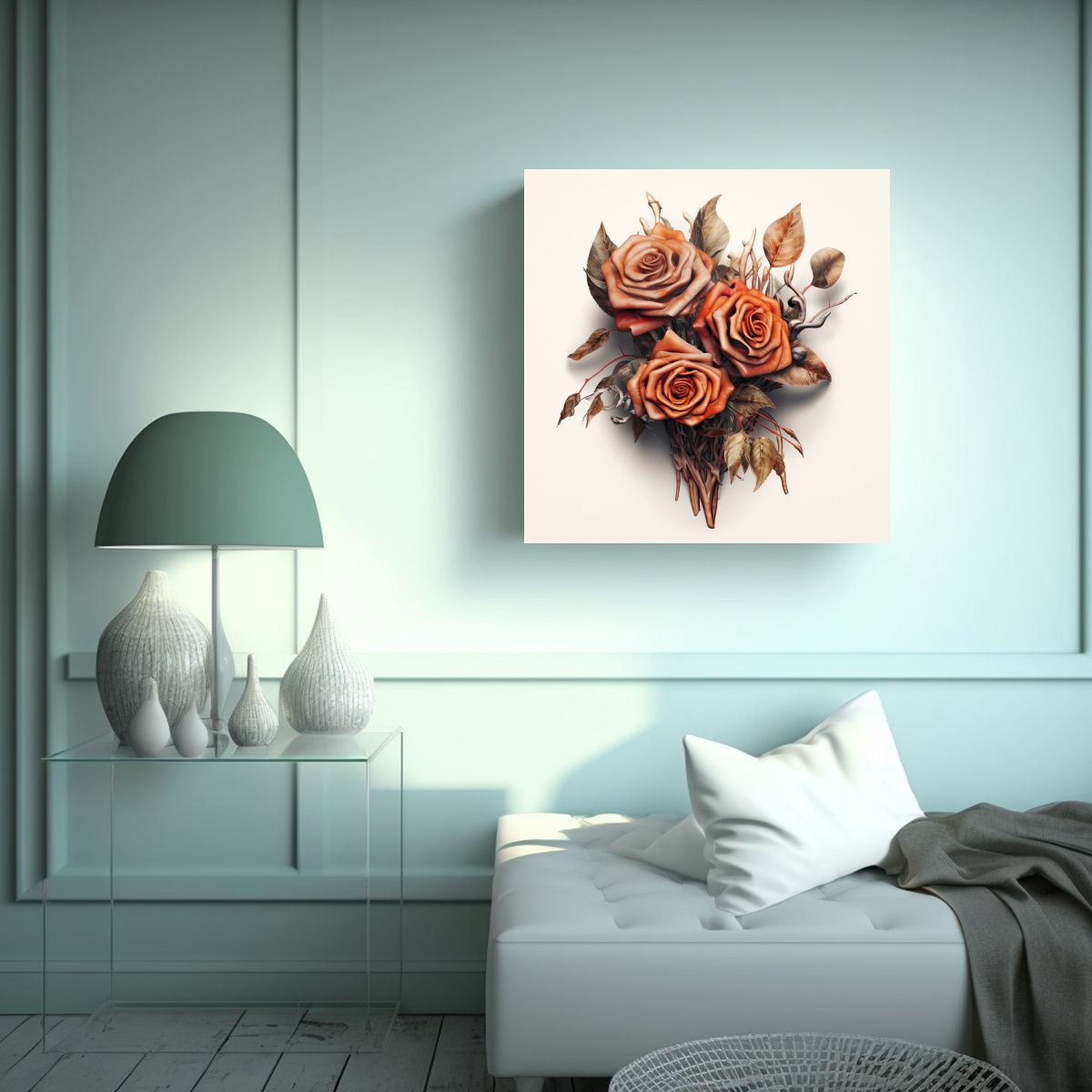GENERICO - Artesanía De Pared 3D Conceptual Halloween Rosas 90x90 Cm
