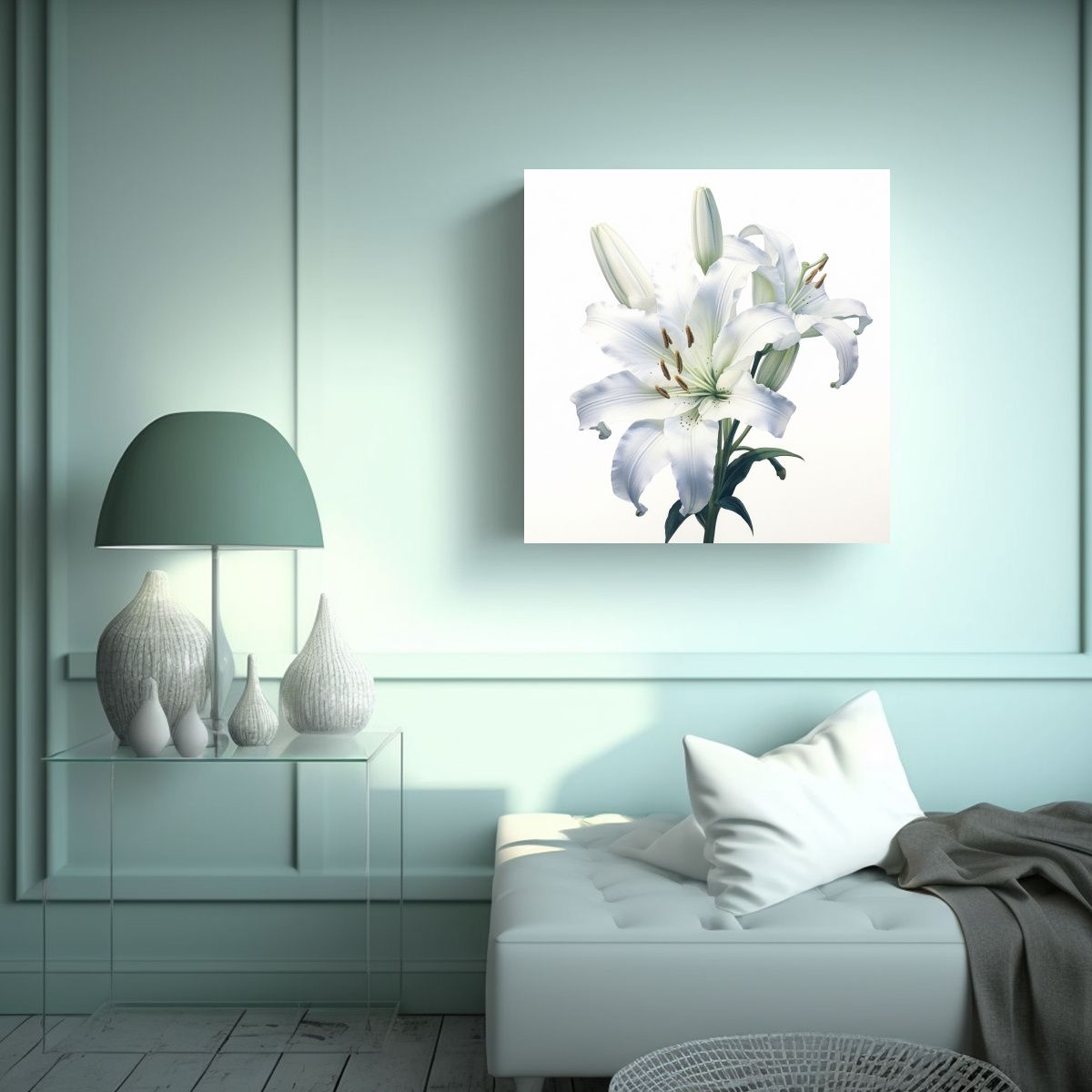 GENERICO - Lienzo Blanco Realista Acuarela Majestuosas 80x80 Cm