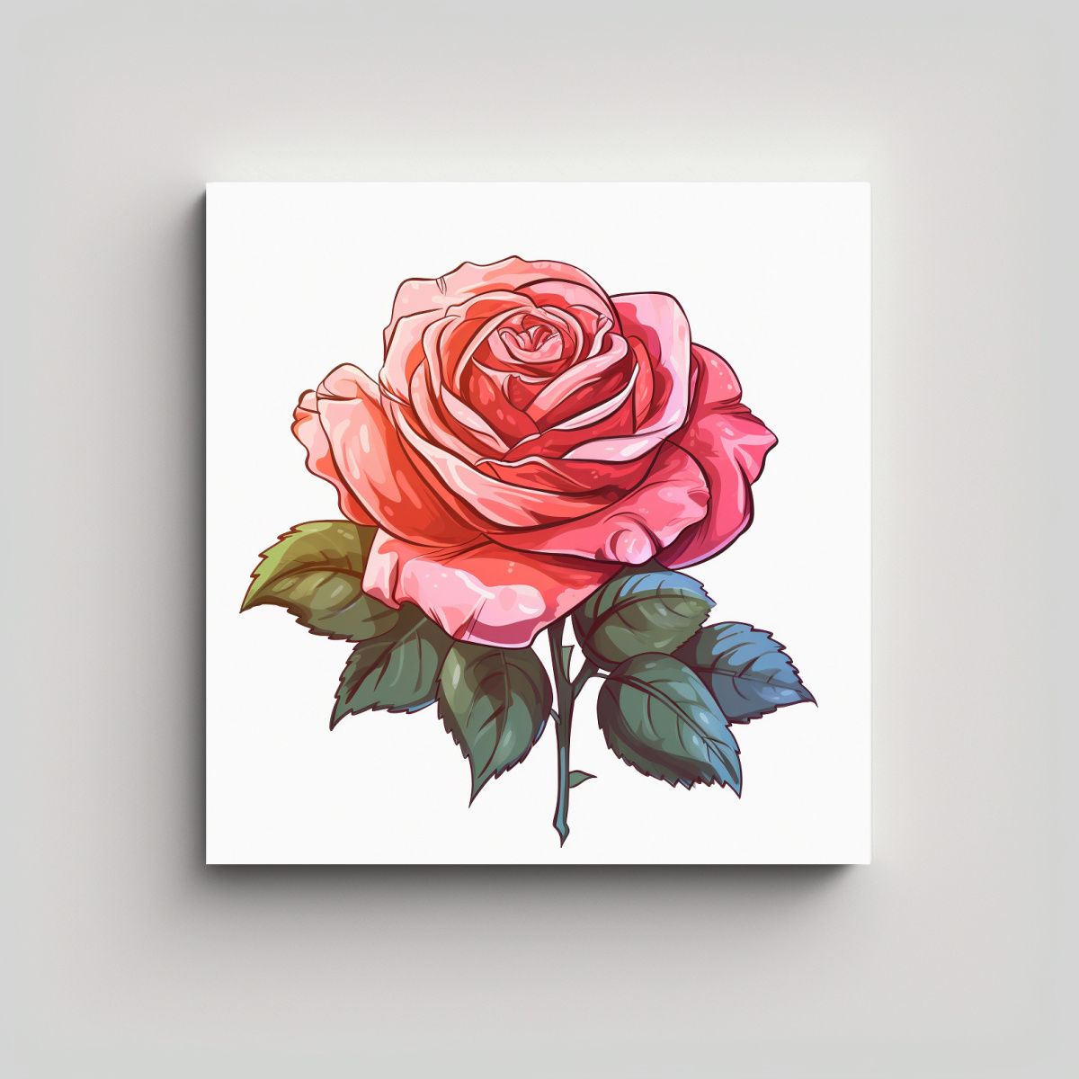 GENERICO - Cuadro Decorativo De Rosa Cartoon En Colores 70x70 Cm