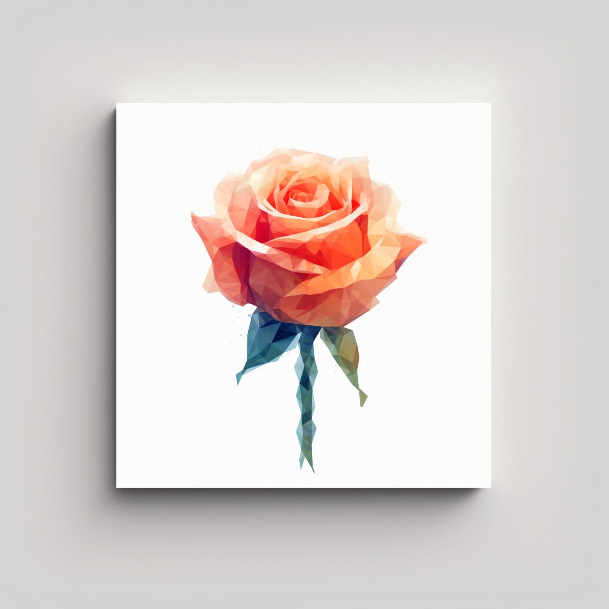 GENERICO - Cuadro Alta Calidad De Rosa Low-poly En Fondo 80x80 Cm