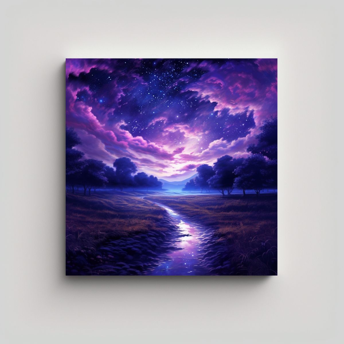 GENERICO - Pintura Decorativa Noche Campo Estrellado Estilo 80x80 Cm