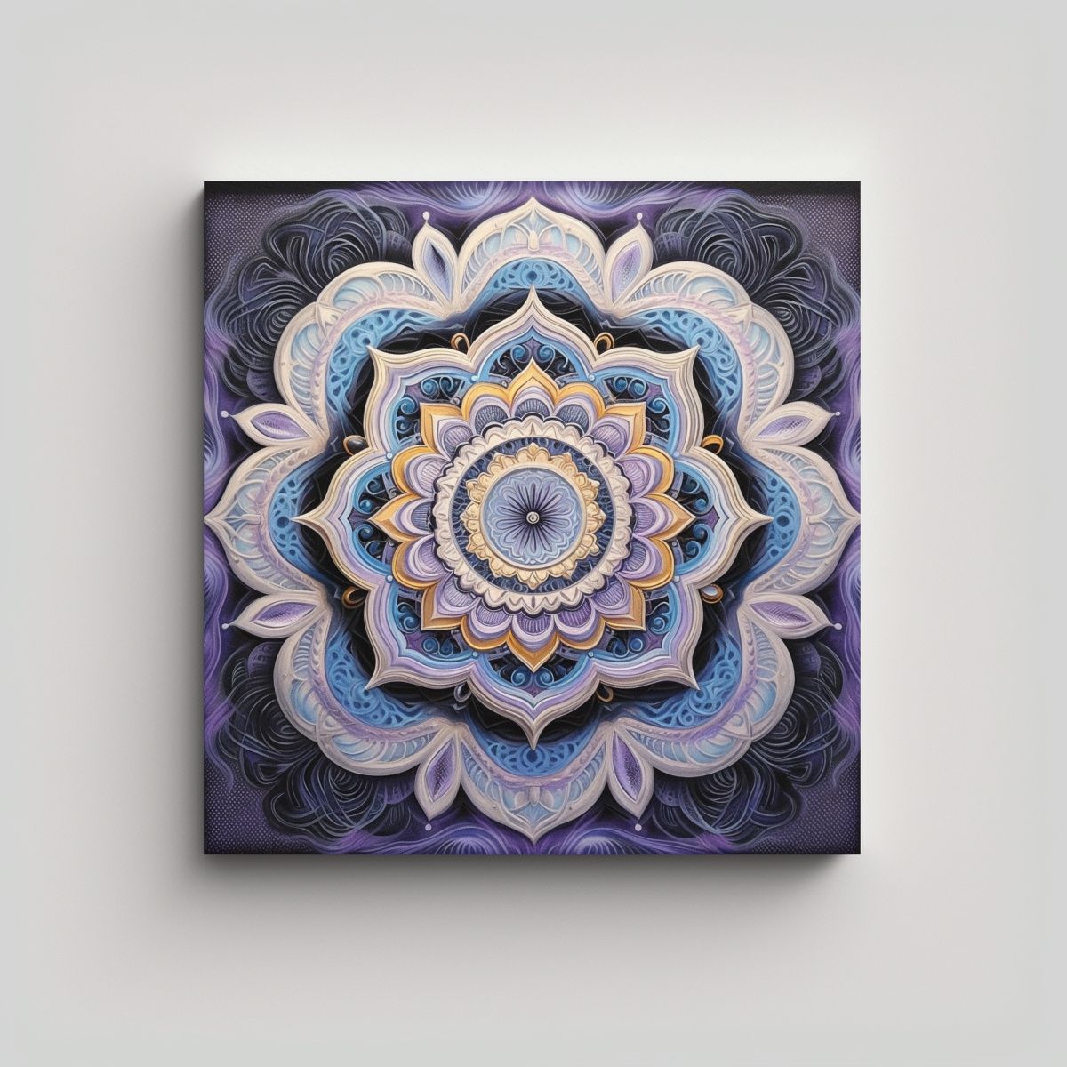 GENERICO - Cuadro 3D Con Mandala Morado Azul Y Amarillo 80x80 Cm