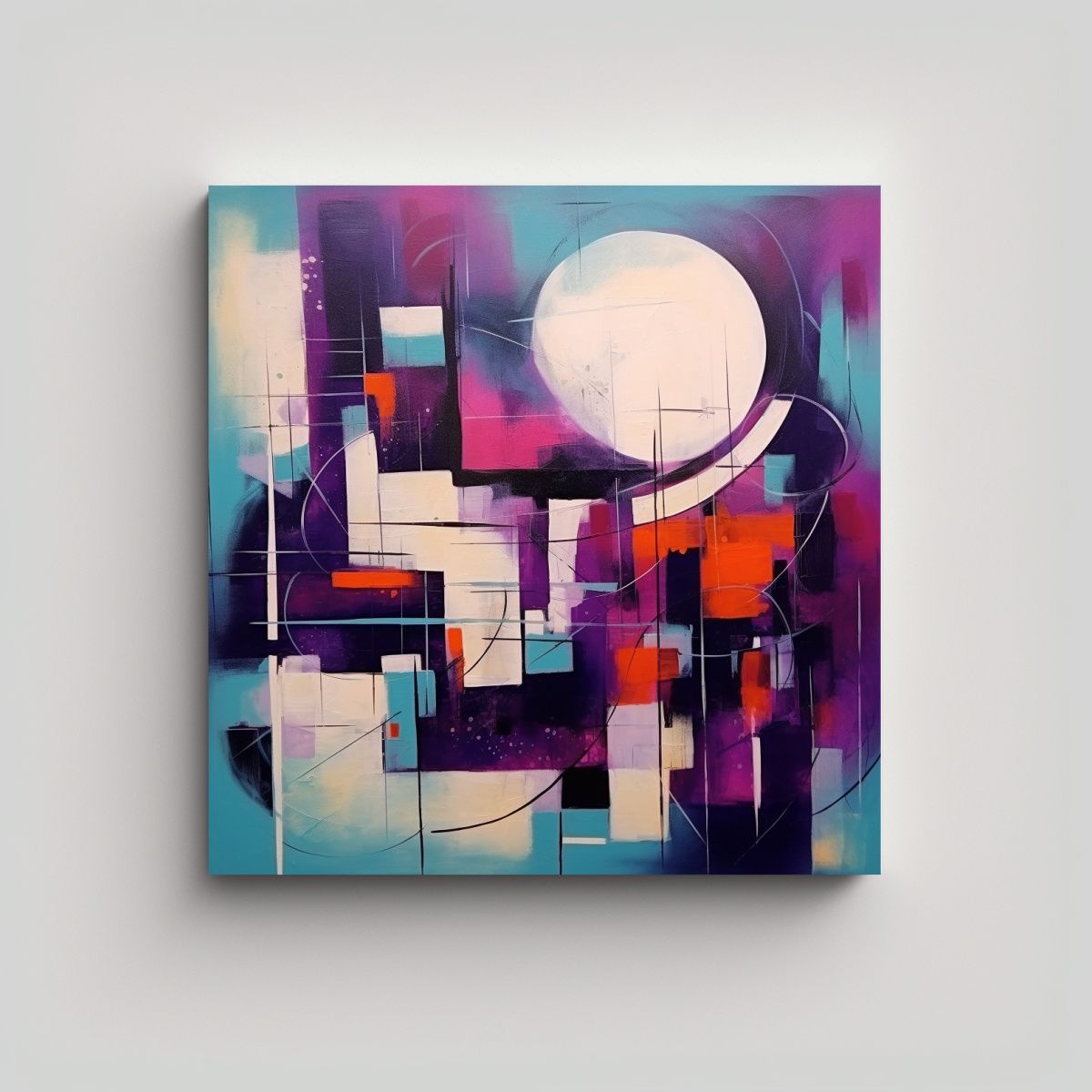 GENERICO - Cuadro Abstracto Púrpura De Alta Calidad Con 70x70 Cm