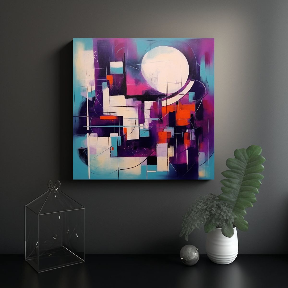 GENERICO - Cuadro Abstracto Púrpura De Alta Calidad Con 70x70 Cm