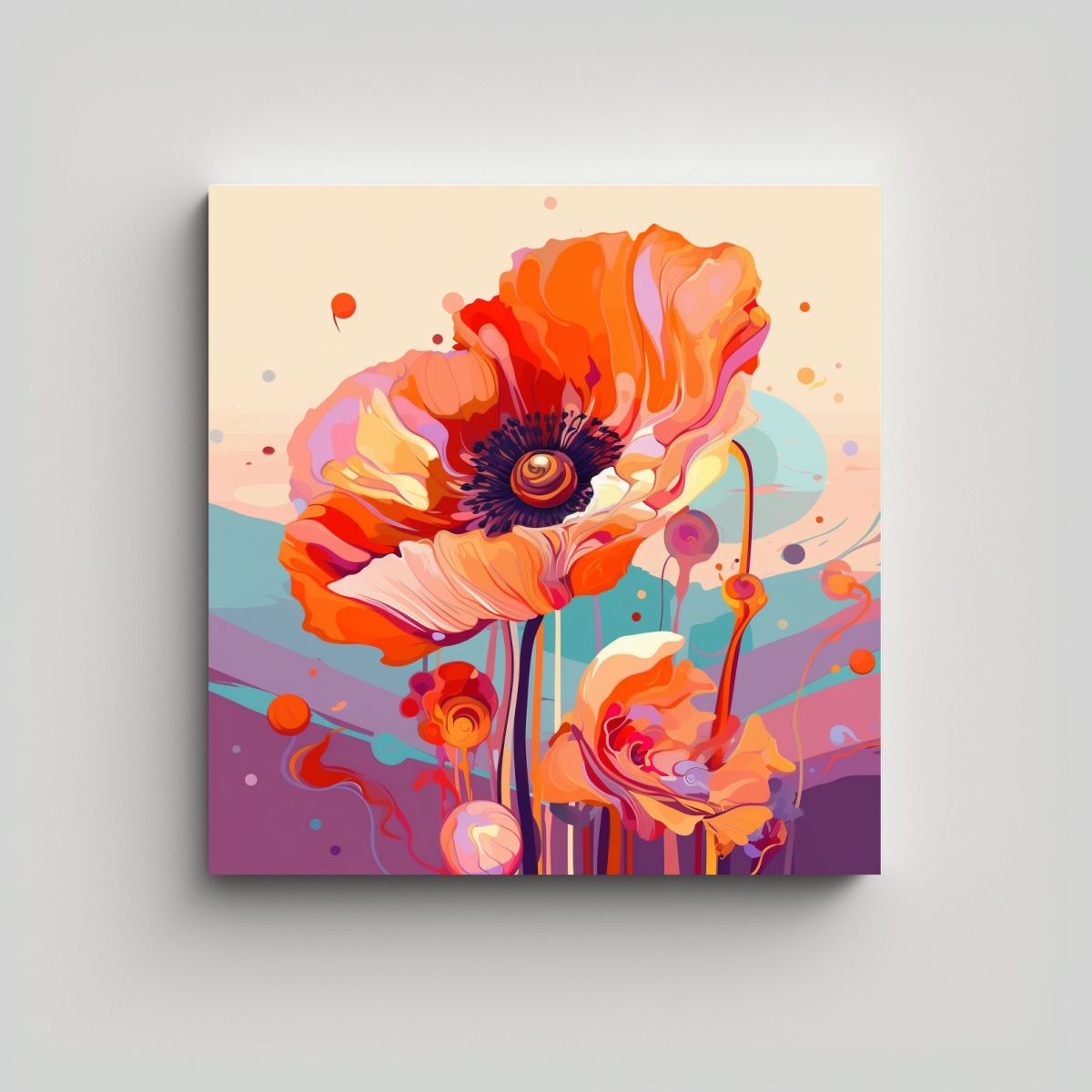 GENERICO - Vector Ilustración Poppy Naranja Artesanía 70x70 Cm