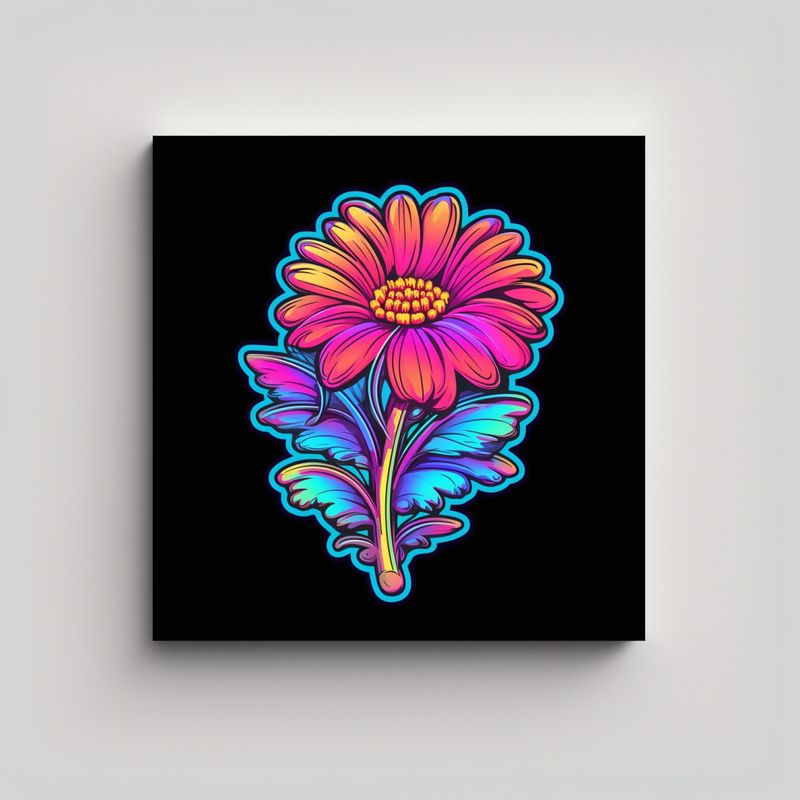 GENERICO - Adhesivo De Arte De Pared Daisy Flower En Colores 90x90 Cm
