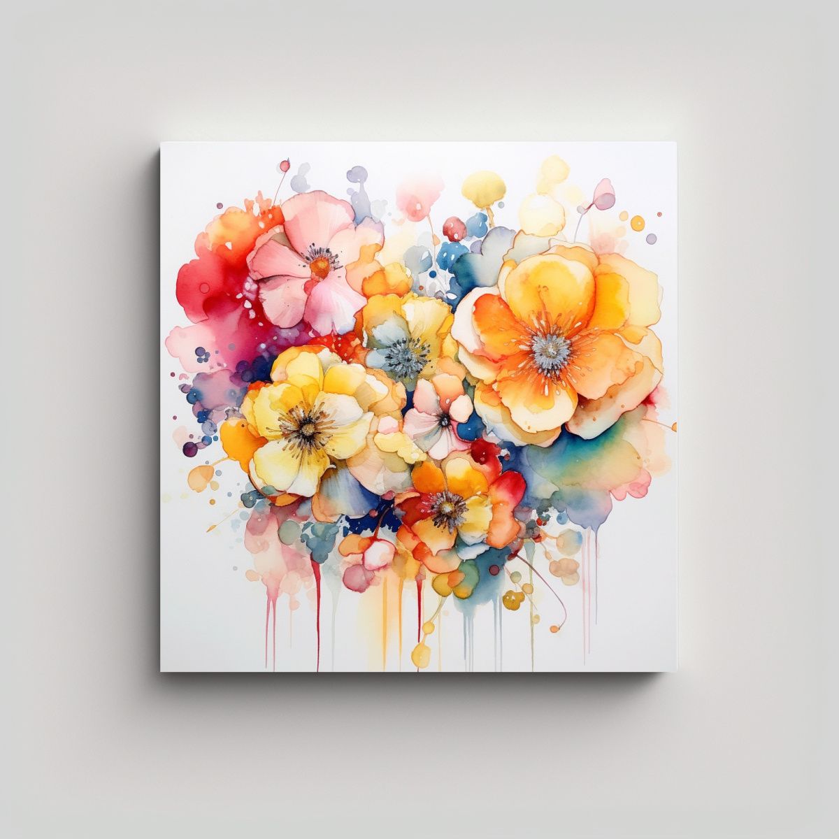 GENERICO - Cuadro Moderno De Florales Acuarela Eterea Al 80x80 Cm.