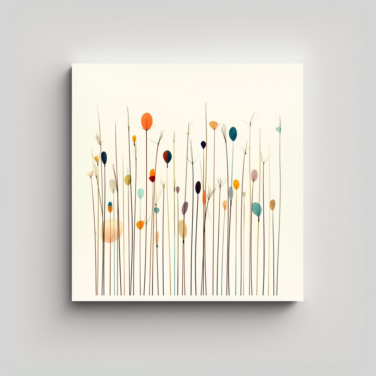 GENERICO - Arte Callejero Minimalista Flores Delgadas 90x90 Cm.