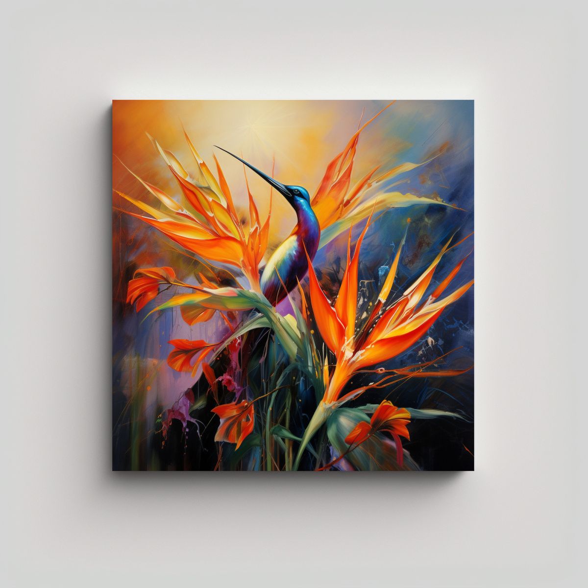 GENERICO - Cuadro Aves Del Paraíso Pintura Abstracta Alta 80x80 Cm