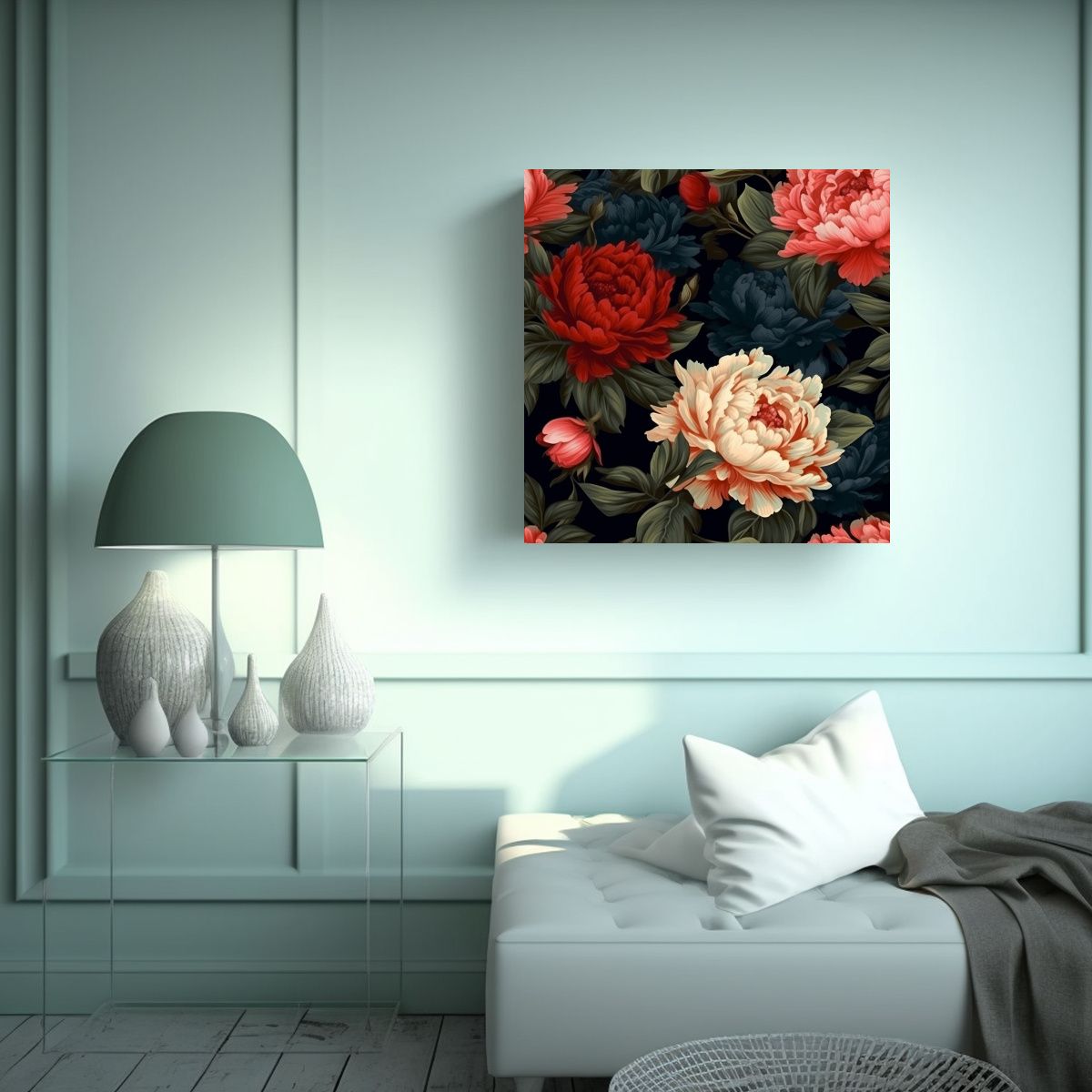 GENERICO - Arte Vintage De Pared Ambientación Con Peonías 90x90 Cm