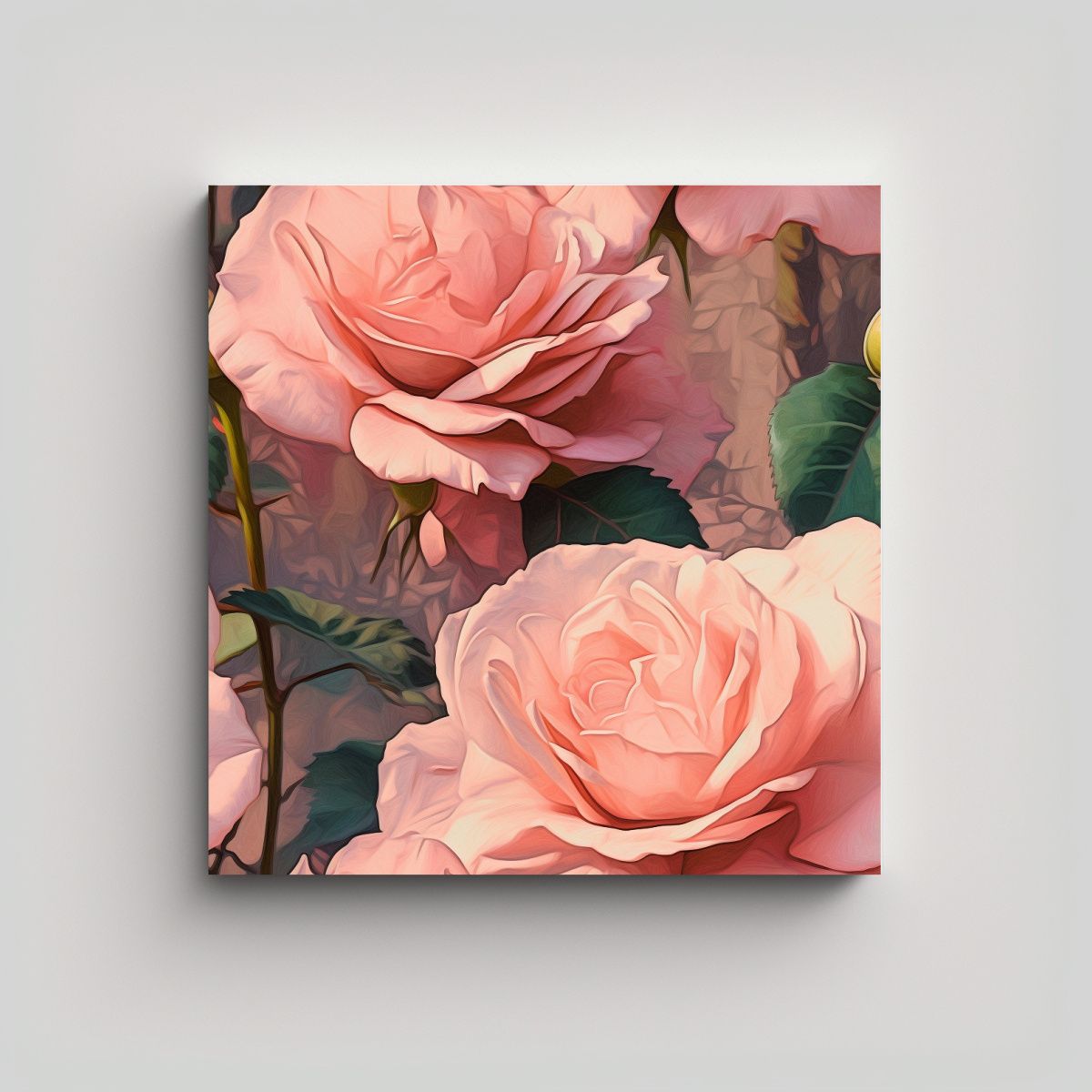 GENERICO - Cuadro Vibrante De Rosas Rosadas Estilo Van Gogh 90x90 Cm
