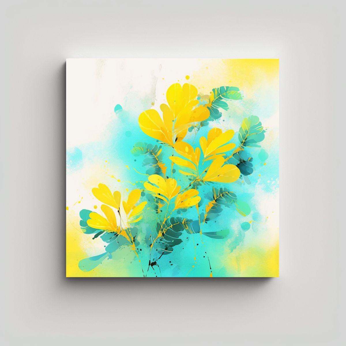 GENERICO - Cuadro Intenso De Patrón Gráfico Amarillo Y 90x90 Cm.