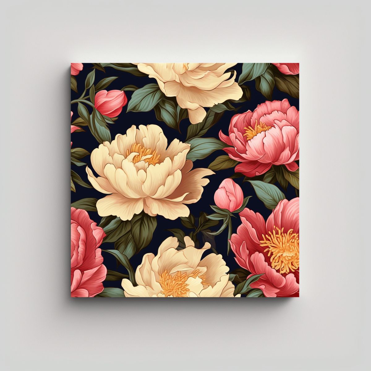 GENERICO - Cuadro Decorativo Tela Sublimada Peonie Flower En 80x80 Cm.