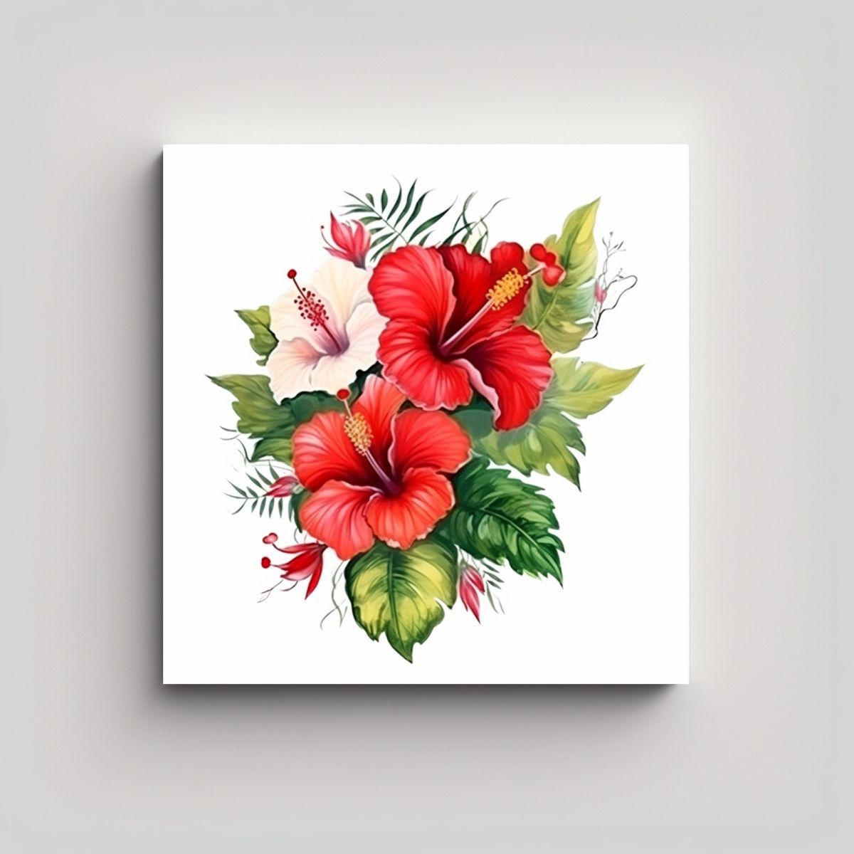 GENERICO - Diseño Poder Cuadro Ilustración De Hibisco 70x70 Cm
