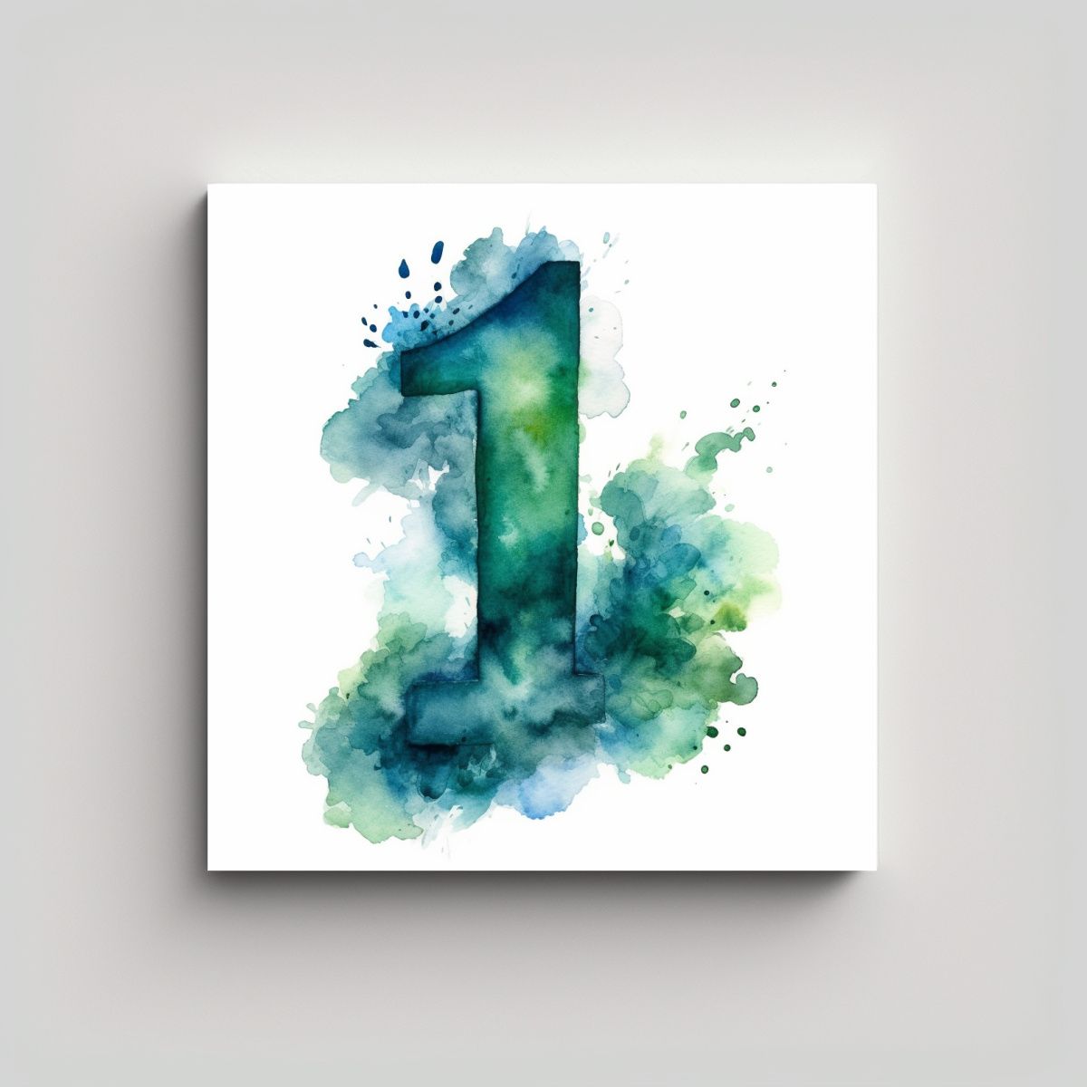 GENERICO - Acuarela Azul Y Verde Del Número 1 Arte Fino 90x90 Cm