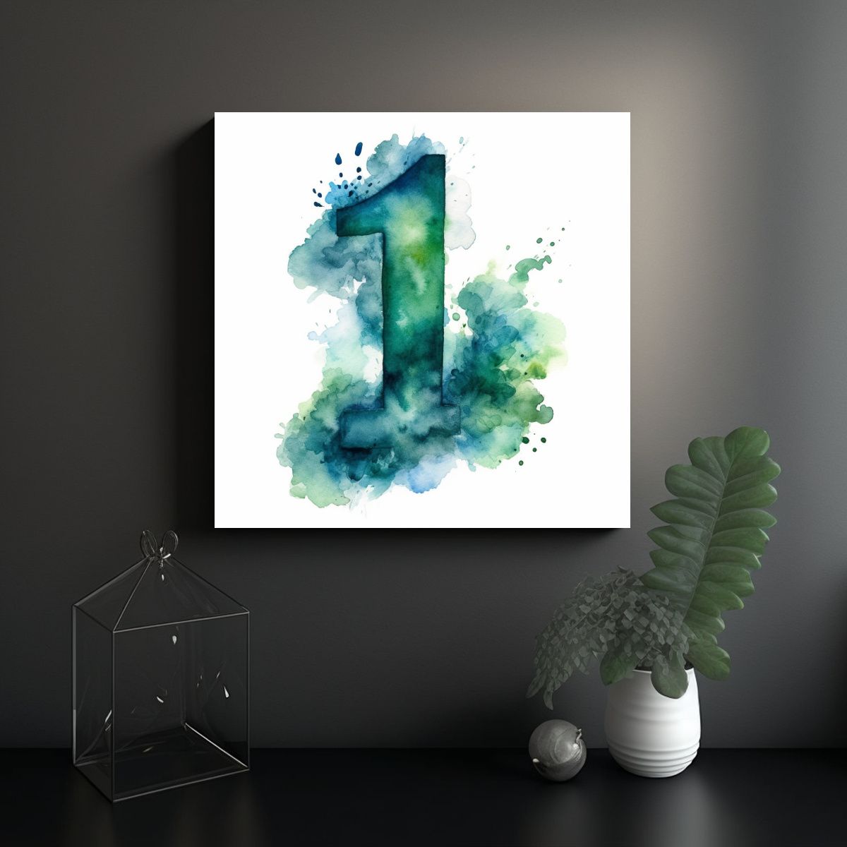 GENERICO - Acuarela Azul Y Verde Del Número 1 Arte Fino 90x90 Cm
