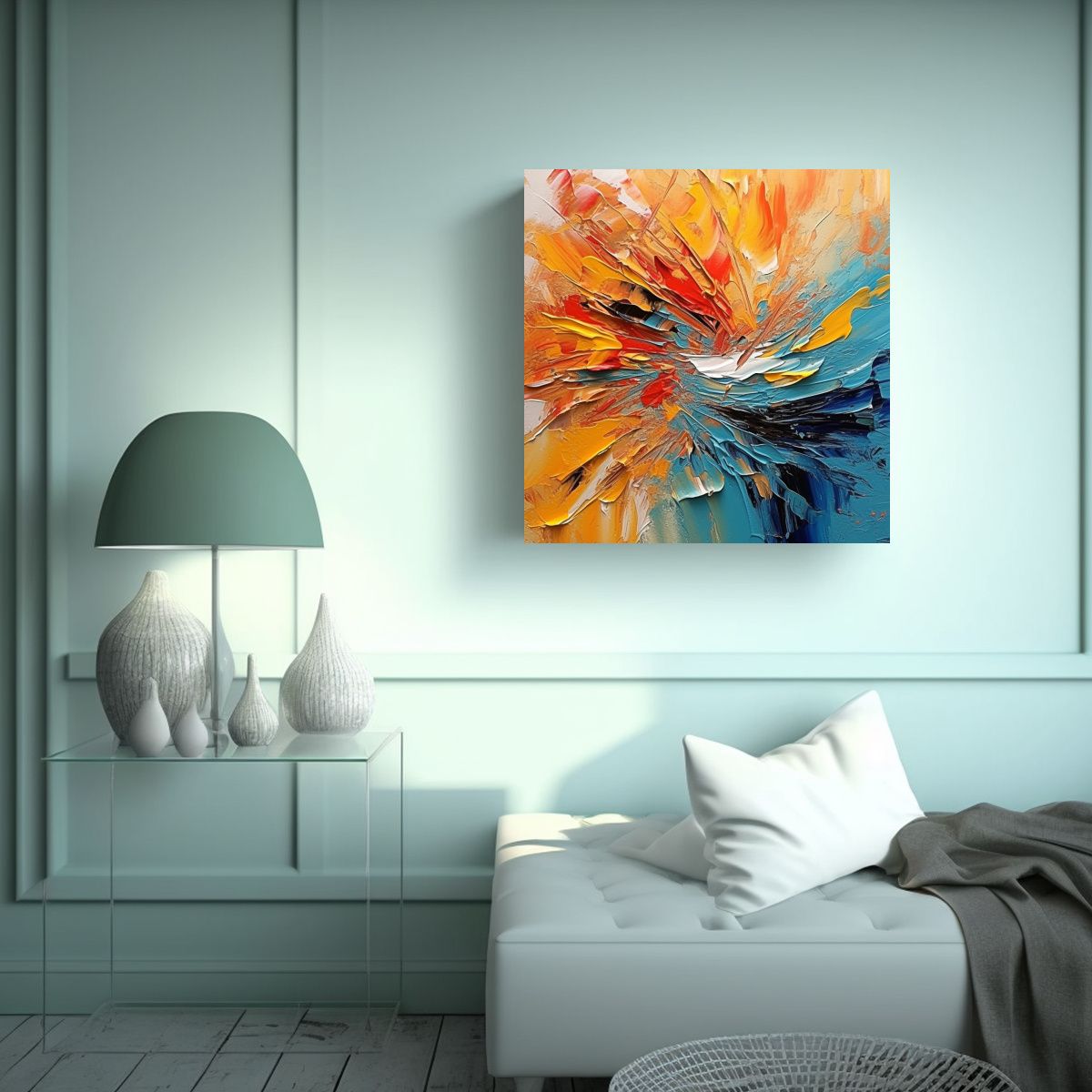 GENERICO - Cuadro Abstracto Regalo Cálido Paleta Cuchillo 80x80 Cm