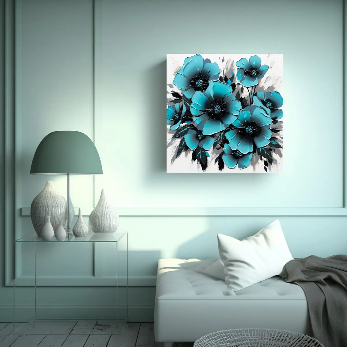 GENERICO - Cuadro De Arte De Pared Cuadrado Con Flores De 80x80 Cm