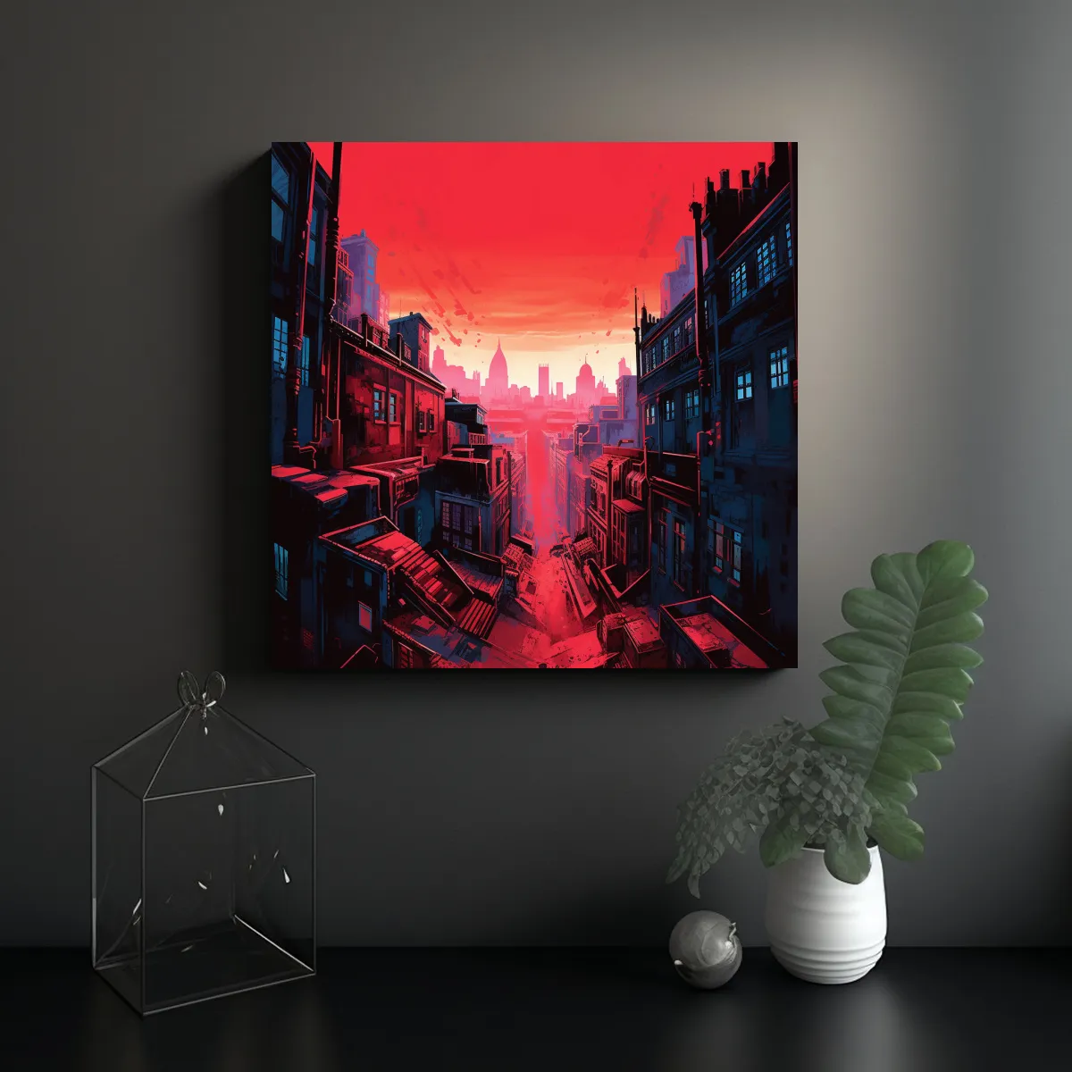 GENERICO - Pintura Decorativa Vista Urbana Cuadrada 90x90 Cm