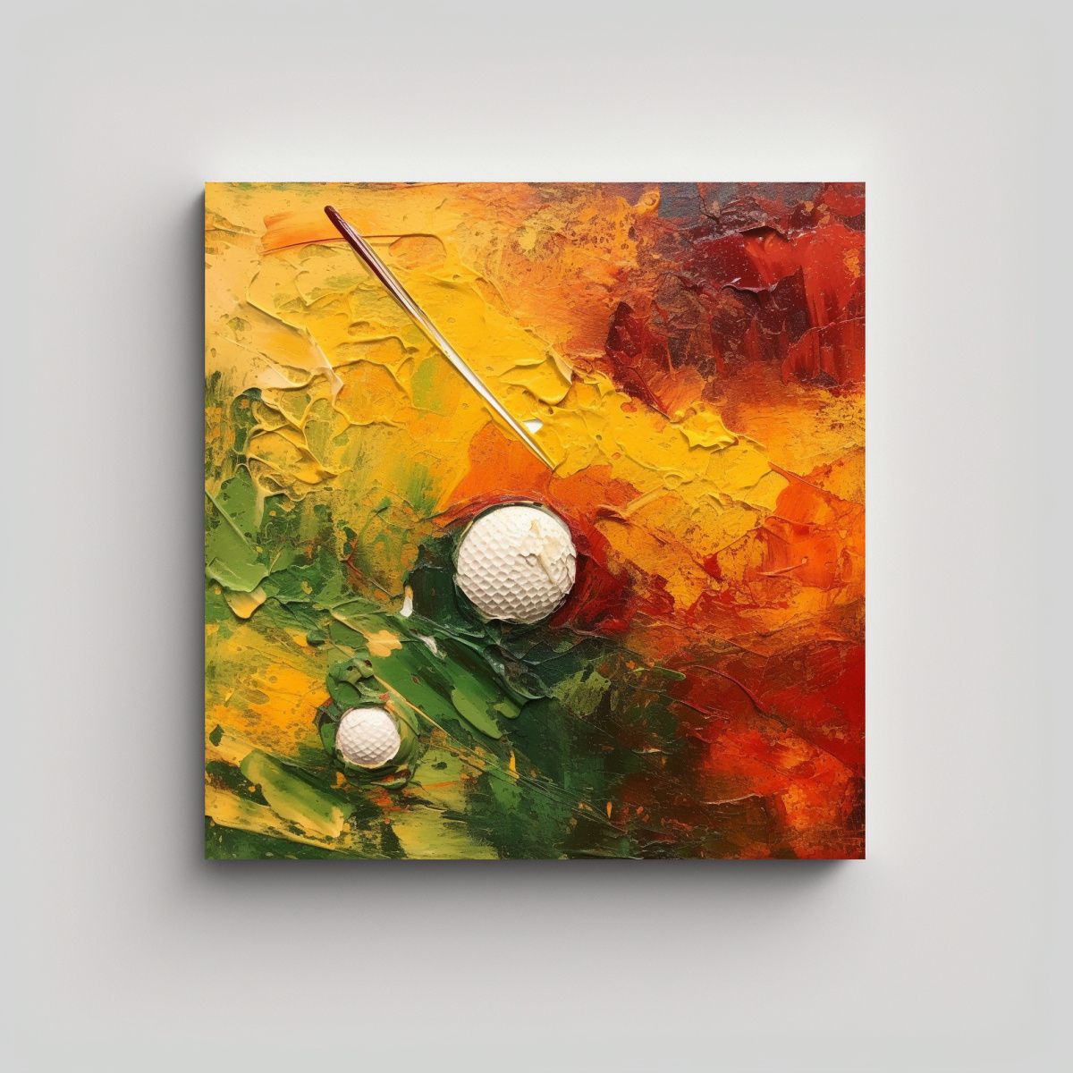 GENERICO - Cuadro Abstracto En Mostaza Y Verde Alta 70x70 Cm