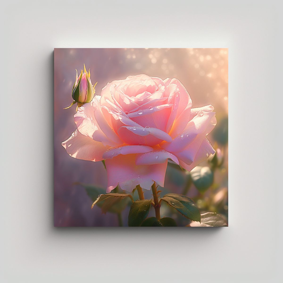 GENERICO - Arte De Pared Vintage Romántico Con Rosa Rosa 70x70 Cm