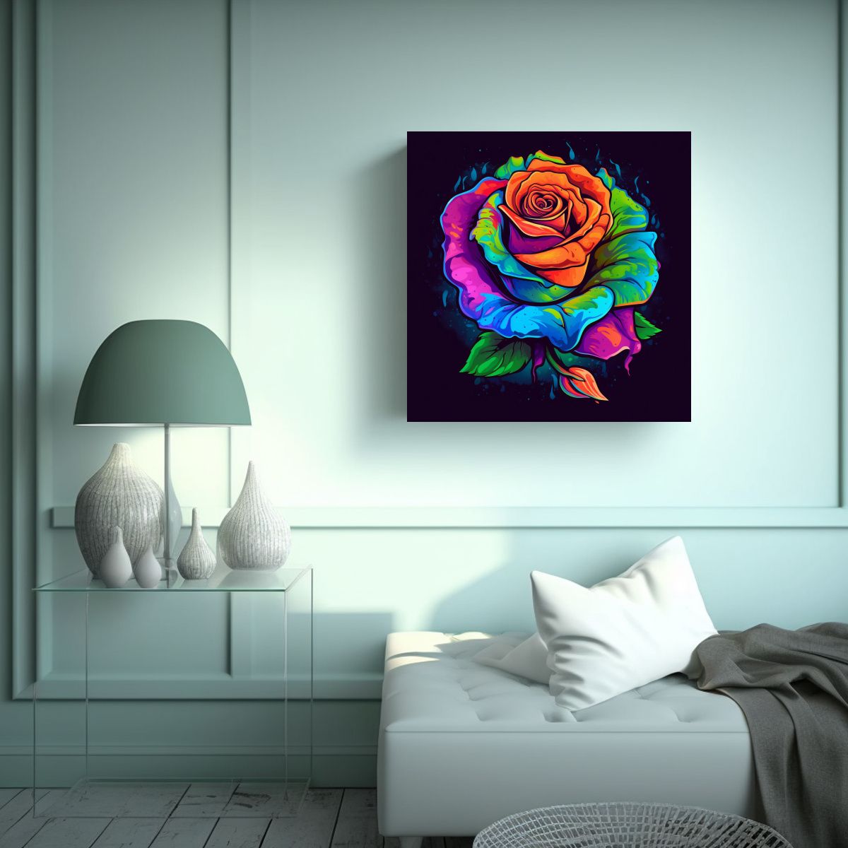 GENERICO - Fotografía Urbana Y Rosa Multicolor Cuadros 80x80 Cm