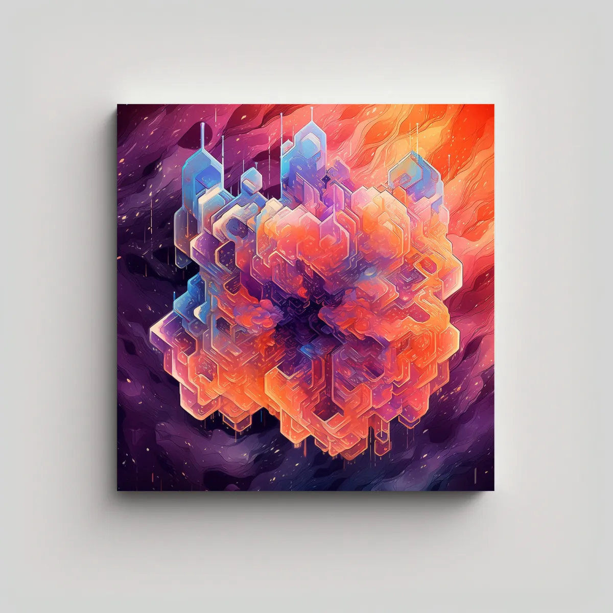 GENERICO - Cuadro Abstracto Detallado Estilo Galería Para 90x90 Cm