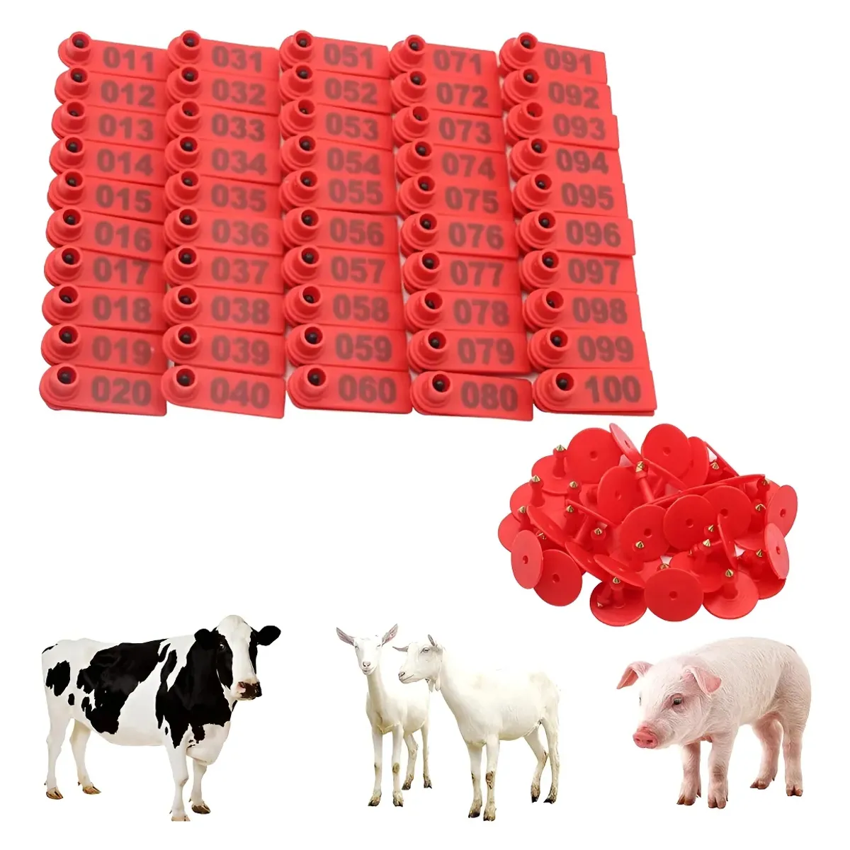 ATURE - Marcador De Oreja De Vaca 1-100 Número De Etiqueta De Plást