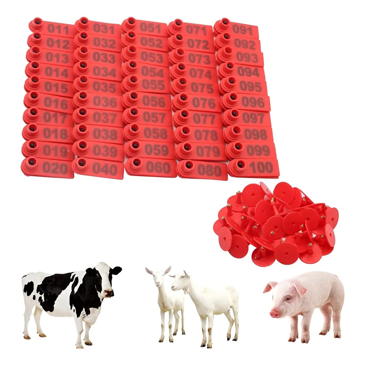 ATURE - Marcador De Oreja De Vaca 1-100 Número De Etiqueta De Plást