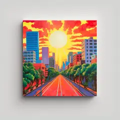 GENERICO - Cuadro Decorativo Moderno Con Sol Naciente En La 90x90 Cm