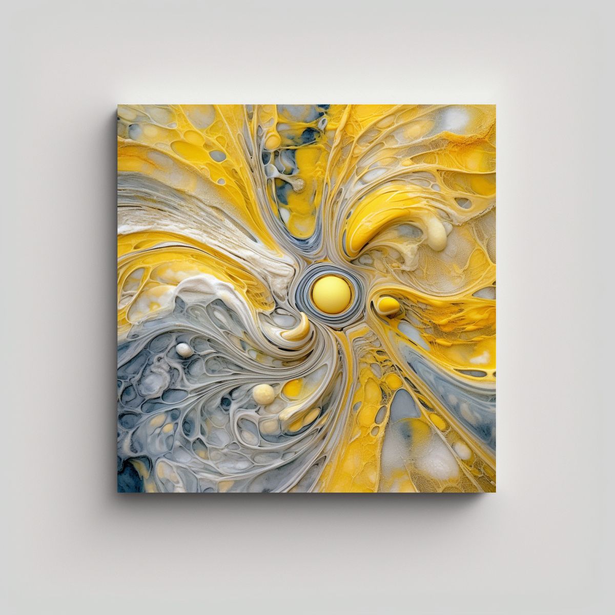 GENERICO - Cuadro Simétrica En Tonos Amarillos 70x70 Cm