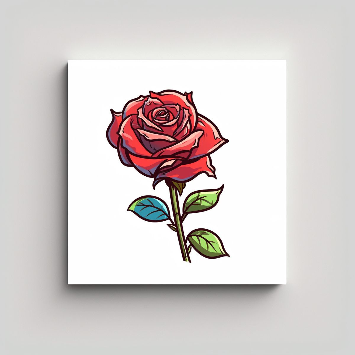 GENERICO - Cuadro Abstracción Con Dibujo Lindo De Rosa 90x90 Cm