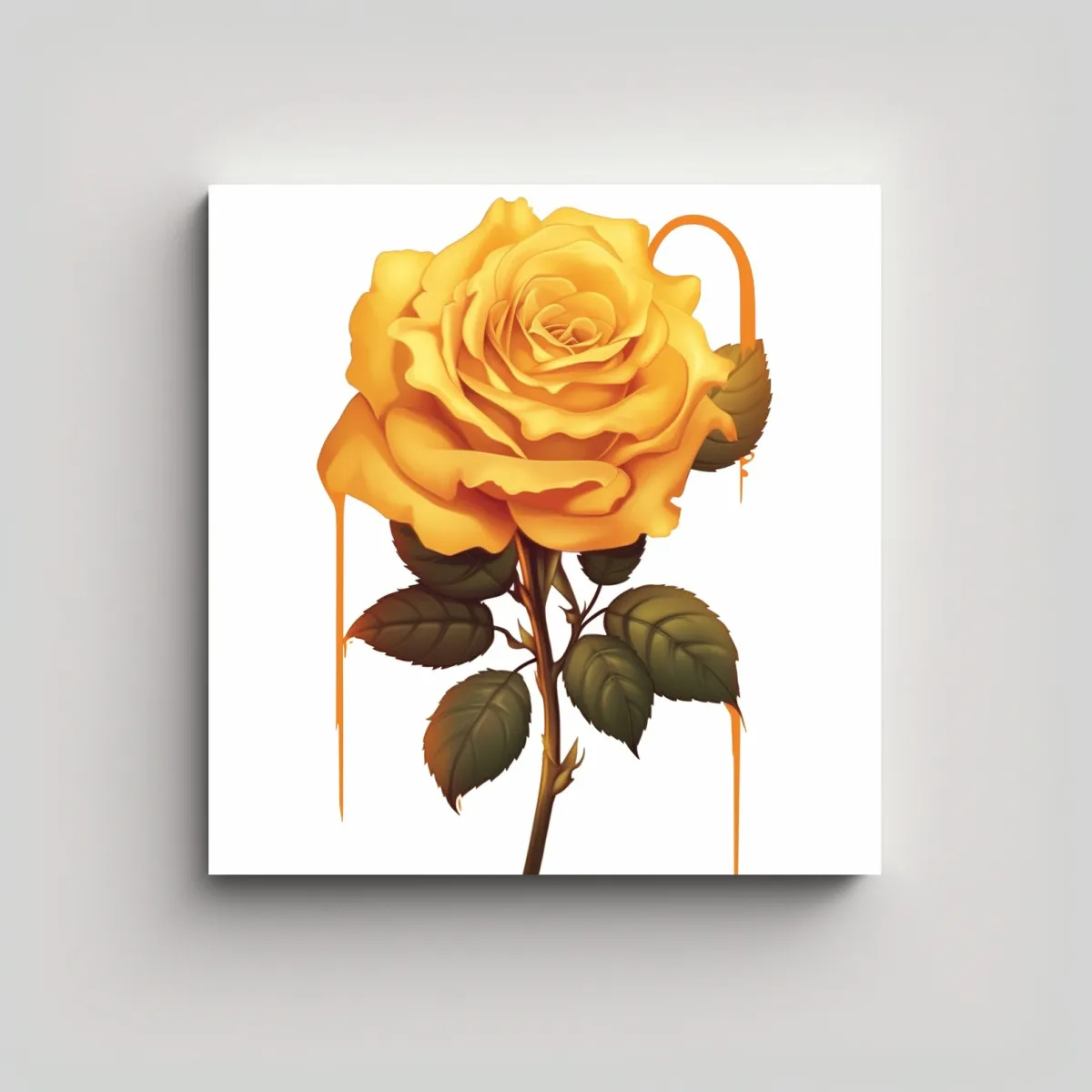GENERICO - Cuadro Decorativo De Rosa Amarilla En Estilo 90x90 Cm