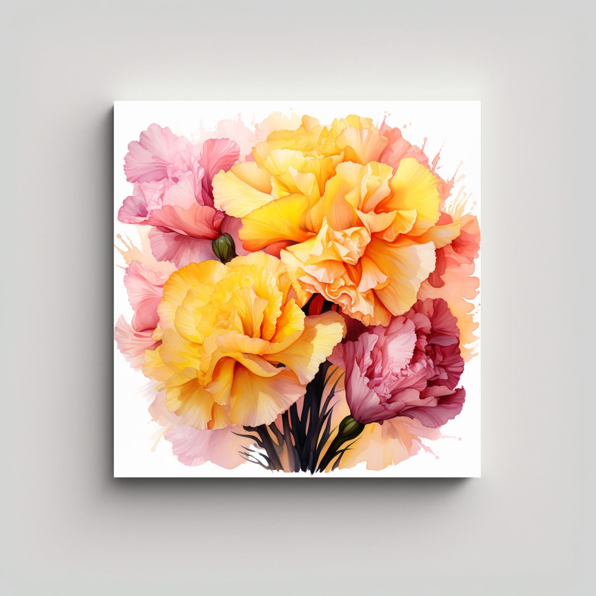 GENERICO - Tela Estilo Galería Con Flores De Claveles En 90x90 Cm