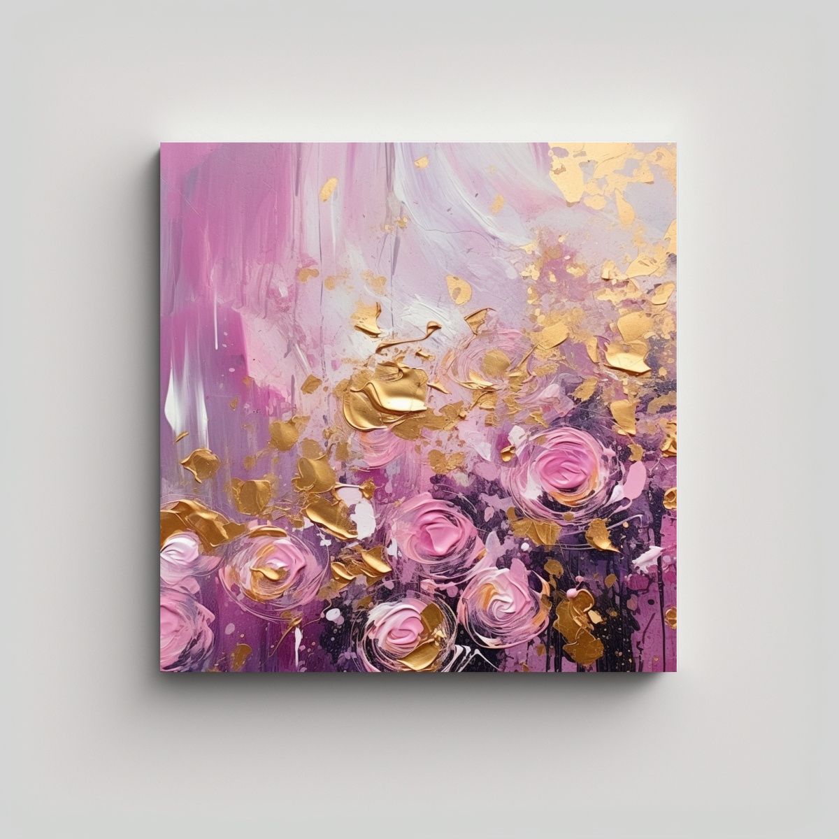 GENERICO - Cuadro Movimiento Simétrico Rosa Y Azul Pintura 70x70 Cm.