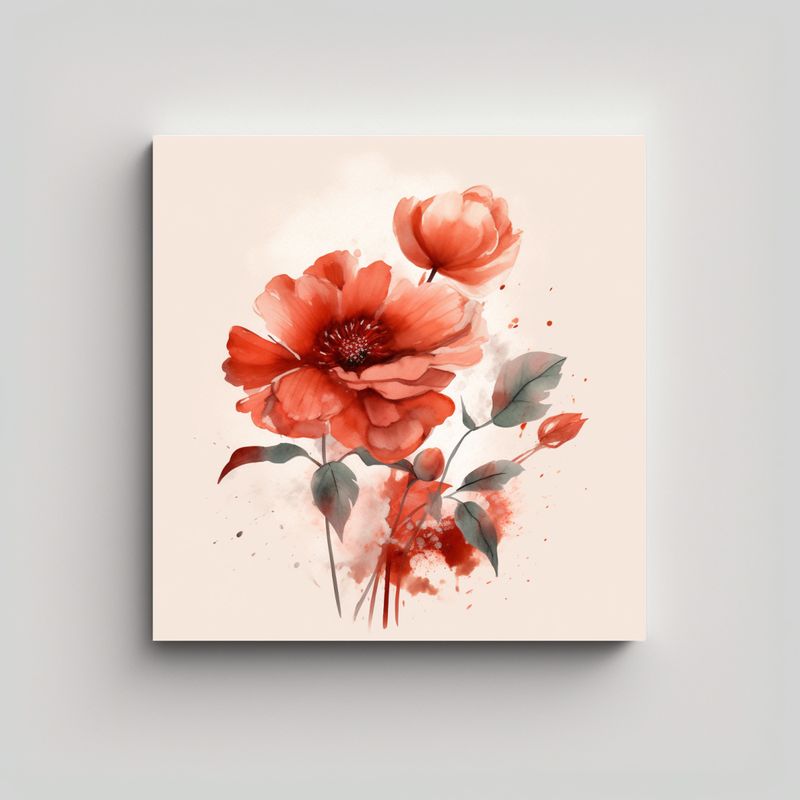 GENERICO - Estilo Acuarela Flores Ilustración Belleza 70x70 Cm