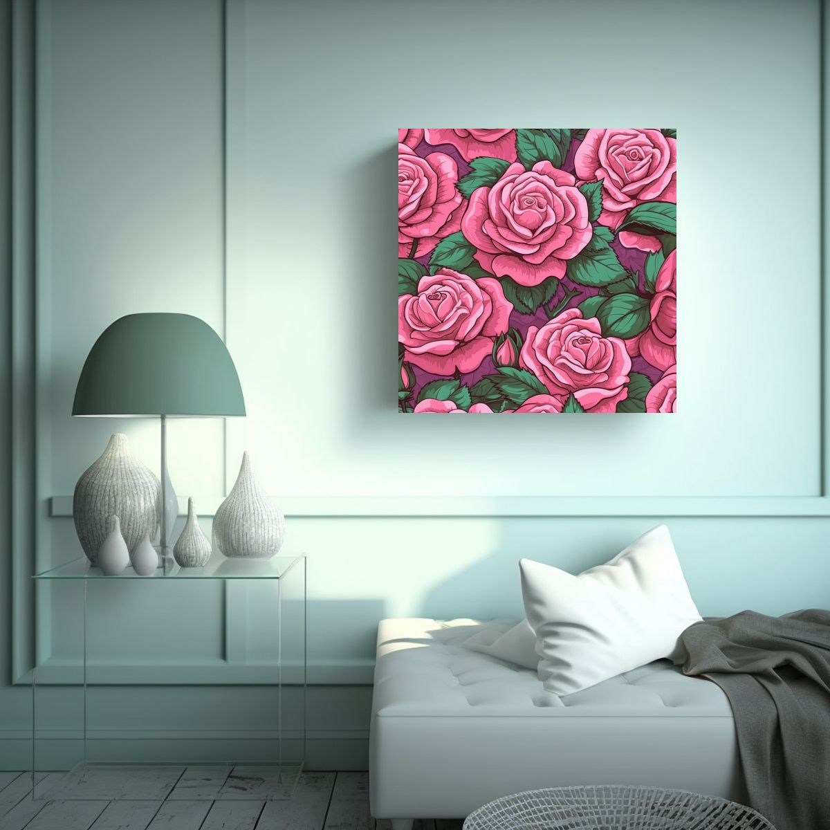 GENERICO - Combinación Decorativa De Arte De Pared Rosas 80x80 Cm.
