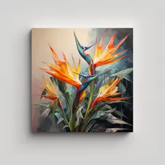 GENERICO - Pintura Abstracta De Flores Del Ave Del Paraíso 90x90 Cm