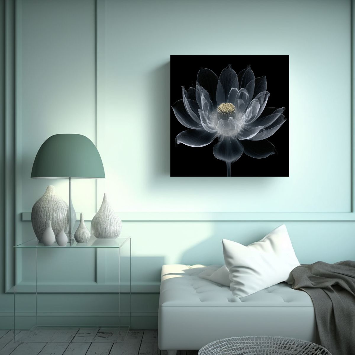 GENERICO - Fotografía Macro Transparente Lotus Cuadro 70x70 Cm