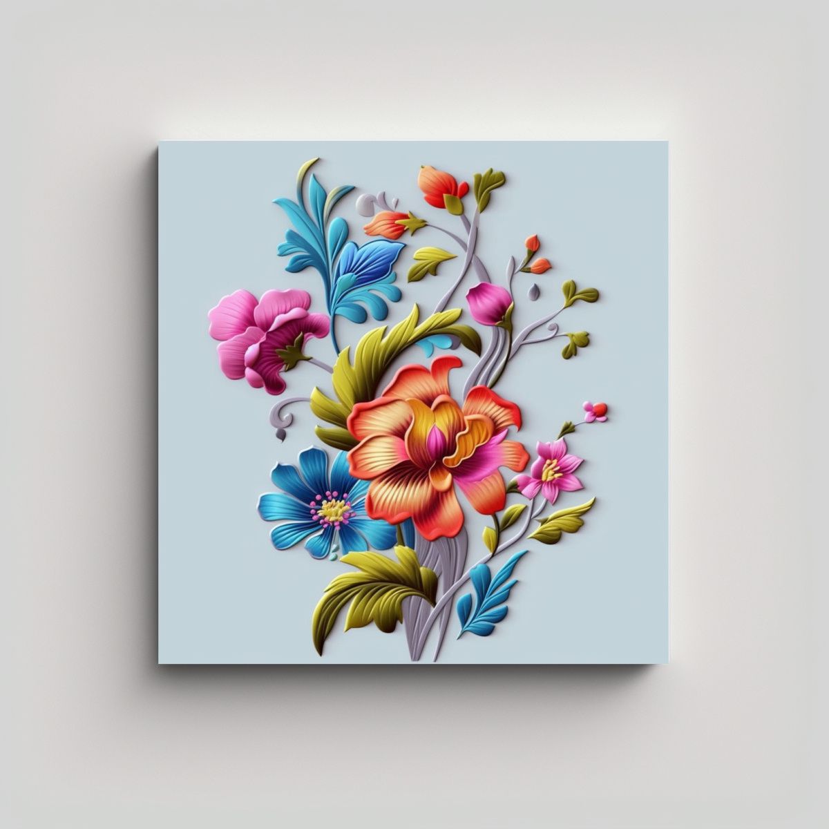 GENERICO - Arte 3D Bordado Único Rama Colorida Hogar 80x80 Cm