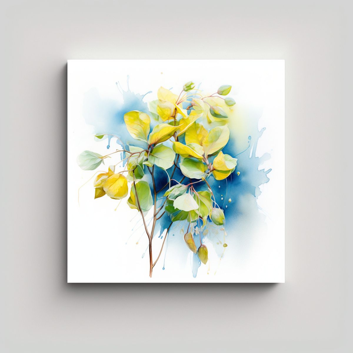 GENERICO - Pintura Abstracta De Flores De Tilo Colores 80x80 Cm.