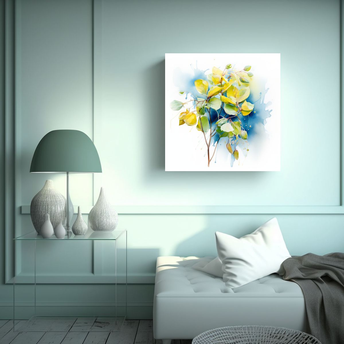 GENERICO - Pintura Abstracta De Flores De Tilo Colores 80x80 Cm.