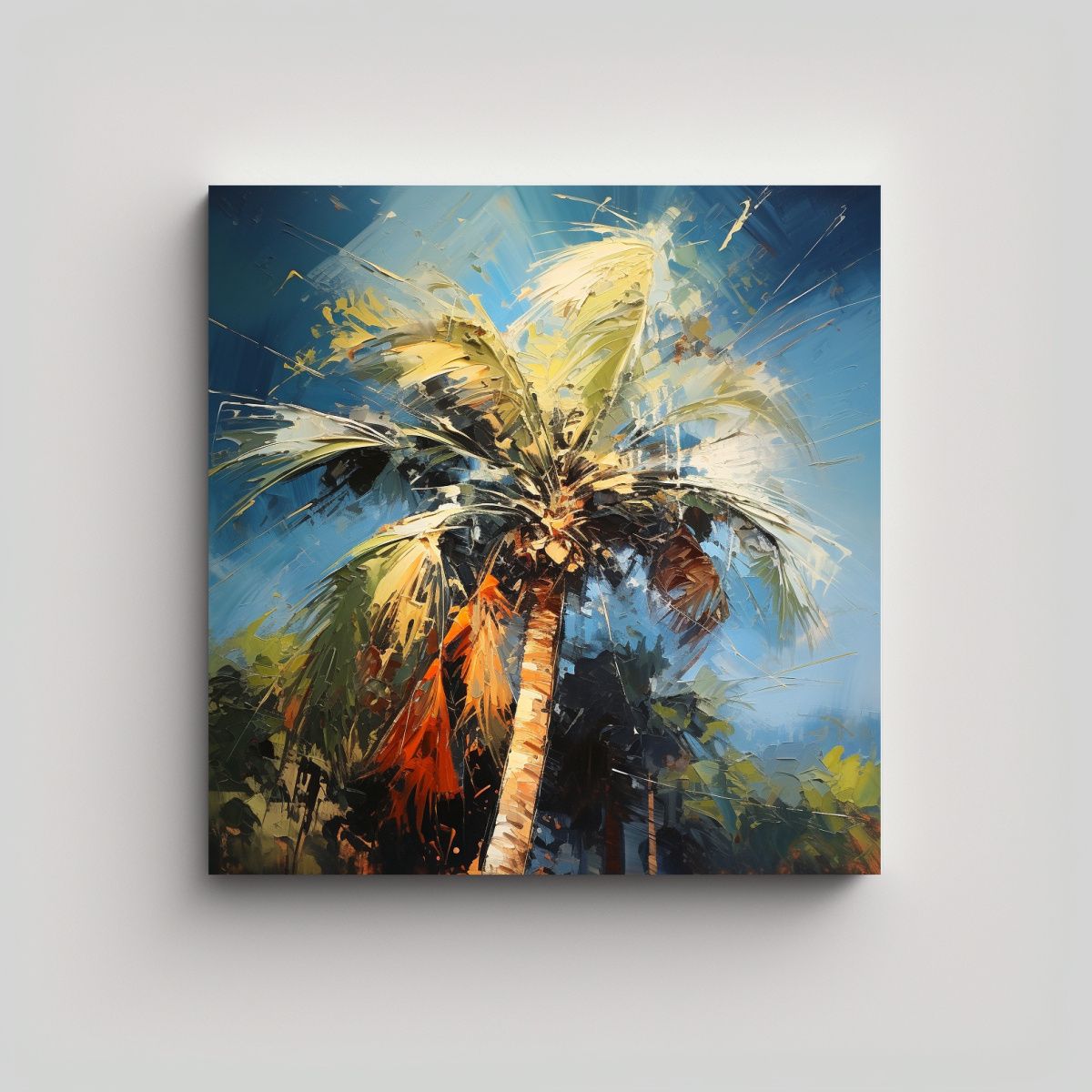 GENERICO - Pintura Abstracta De Una Palmera Estilo Pop Art 90x90 Cm