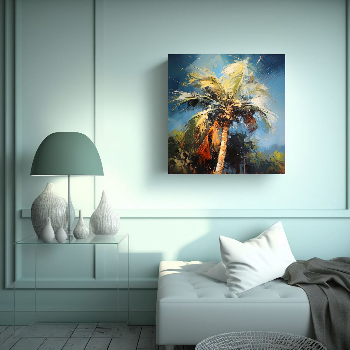 GENERICO - Pintura Abstracta De Una Palmera Estilo Pop Art 90x90 Cm
