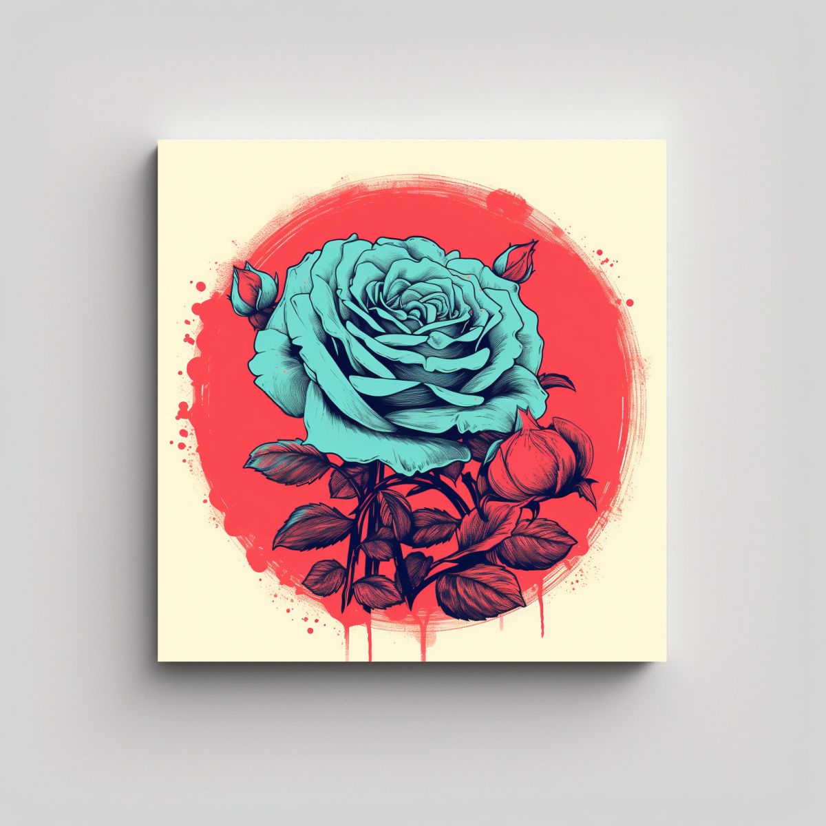 GENERICO - Cuadro Decorativo Red Rose Arte Único Para 70x70 Cm
