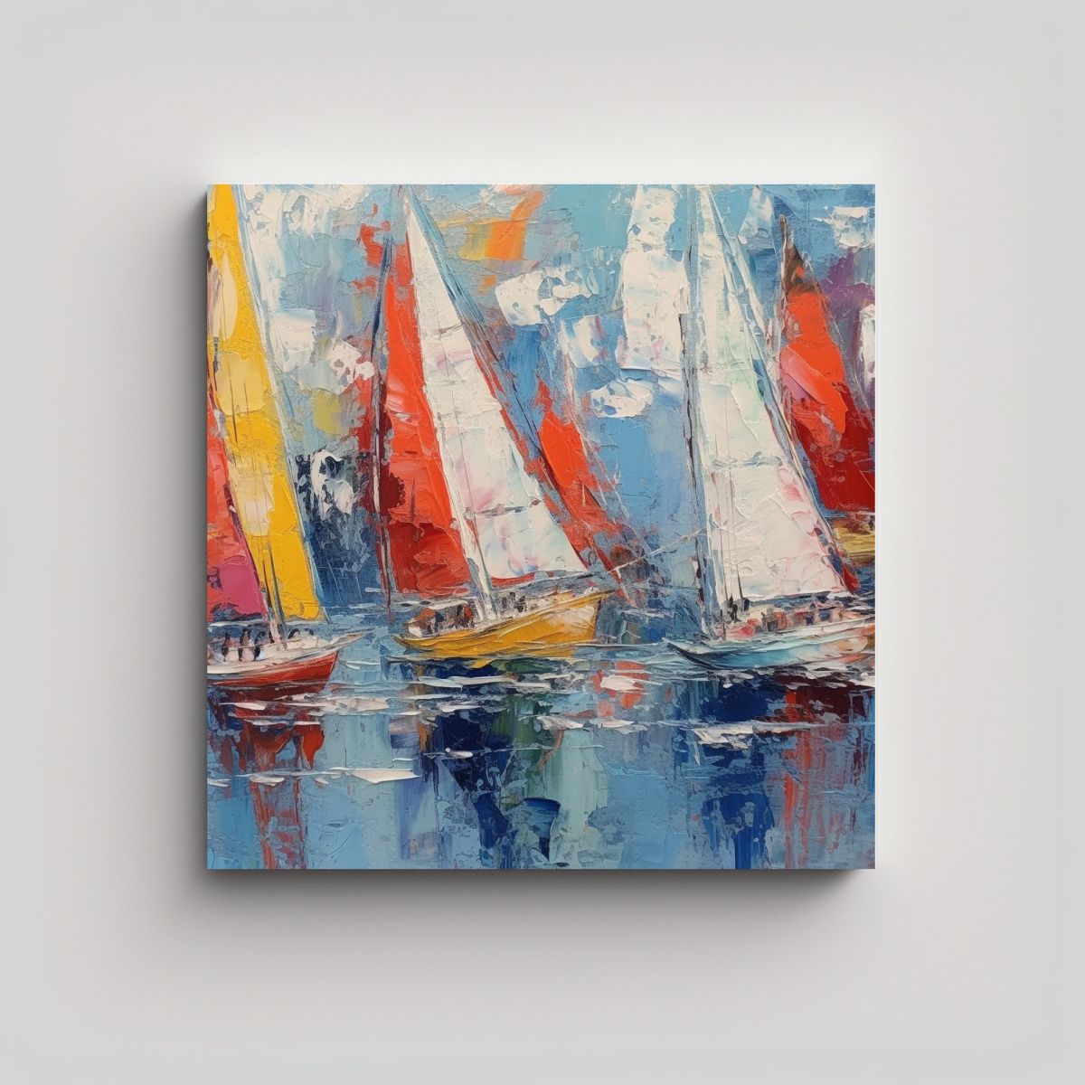 GENERICO - Cuadro Lienzo Moderno De Regata De Veleros Estilo 70x70 Cm