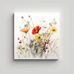 GENERICO - Arte Moderno De Pared Flores Silvestres En Fondo 90x90 Cm